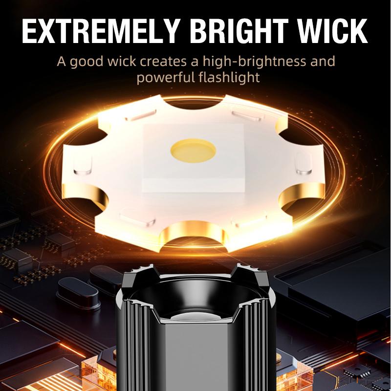 LED flashlight outdoor strong light charging long endurance multifunctional camping light portable home emergency cob work light