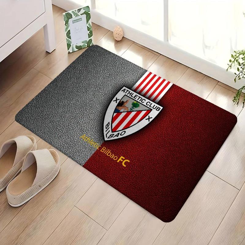 Athletic Club Bilbao Rectangular Doormat Red White Stripes Football Logo Non Slip Floor Mat Soccer Fan Entrance Home Decor