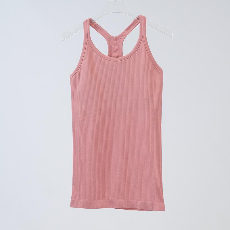 Женский бесшовный трикотажный жилет для йоги в рубчик с I-образной спинкой — облегающий, высокоэластичный спортивный костюм
