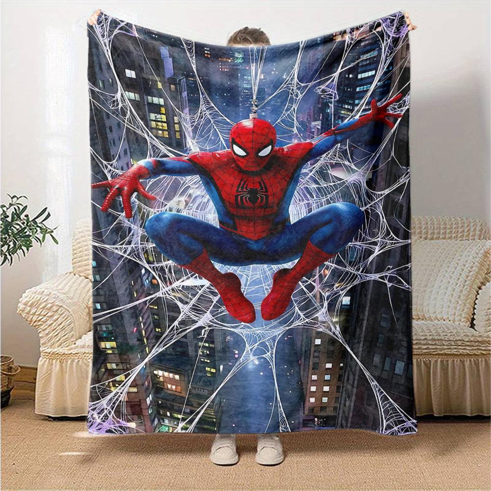 Spiderman Web Flannel Blanket Super Soft Warm Cozy Blanket For Sofa Bed Office Travel Allseason Home Decor Gift