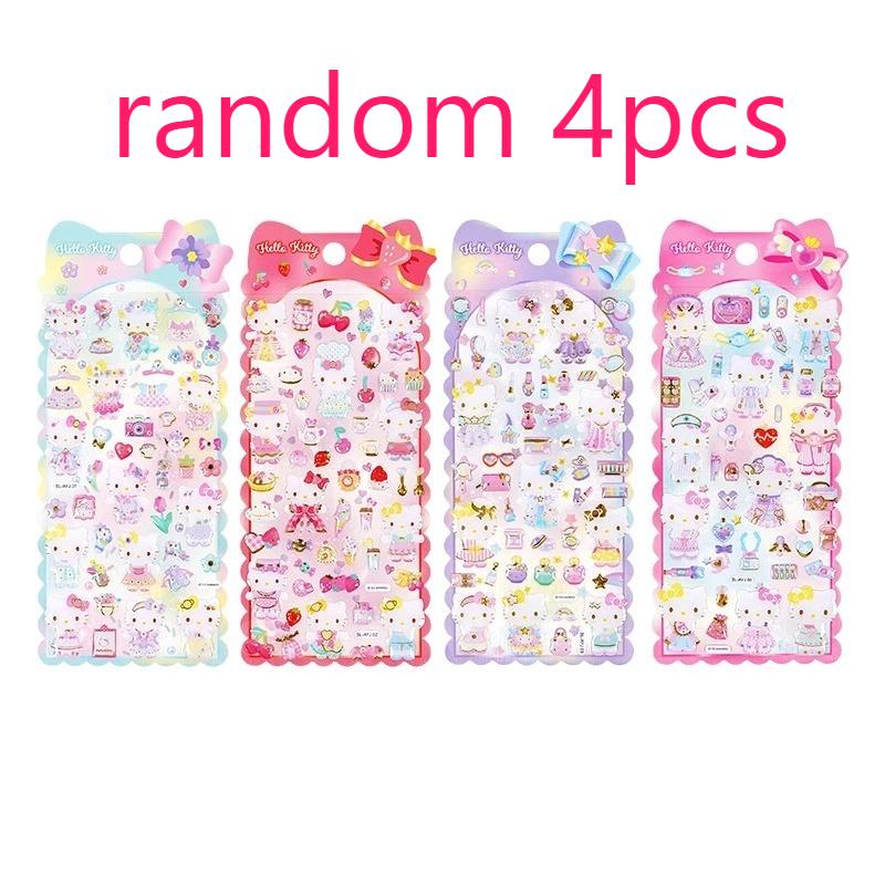 Рельефные кристальные наклейки Hello Kitty из эпоксидной смолы - Очаровательные наклейки с дизайном из мультфильмов, водостойкие, безопасные для детей, для кружки, корейская поп-культура, фотокарточка, чехол для телефона, кавайи