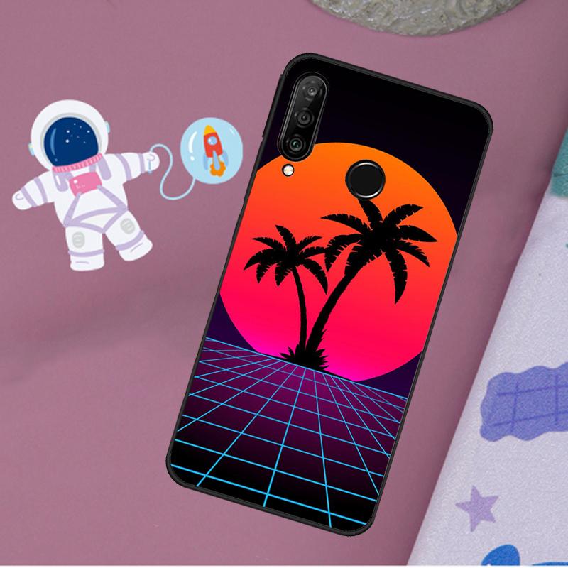 Ретровейв Неоновое Пальмовое Дерево Для Huawei Nova 10 9 SE 11 Pro Y60 Y70 Y90 Y61 Y91 Y72 Y73 12i 11i 8i P20 P30 P40 Lite Чехол