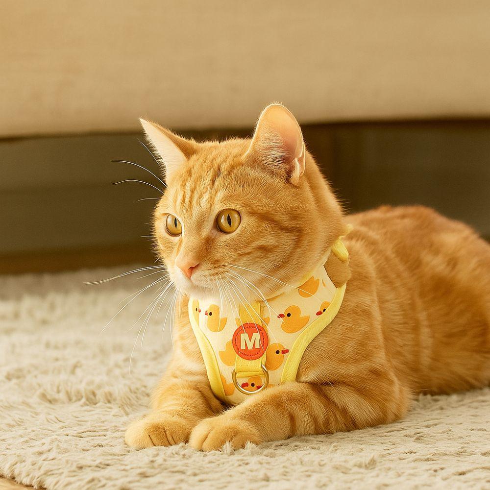 Nylon Cartoon Duck Dog Harness Vest Style Adjustable Buckle Yellow Duck Dog Rope Escape Proof with Leash Pet Harness Yorkshire