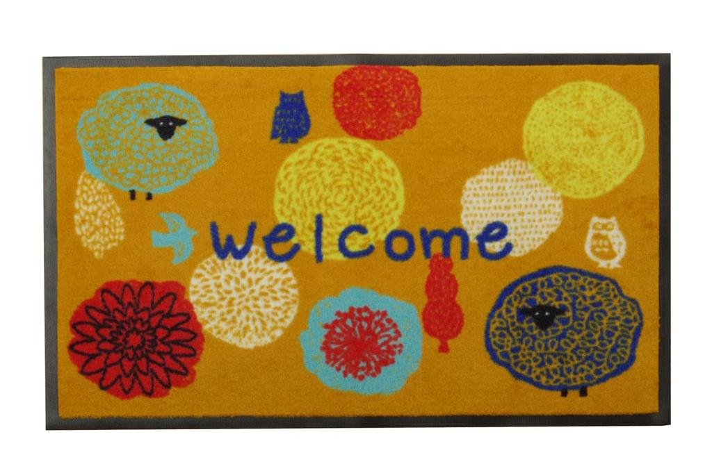 Ikehiko Entrance Mat Foresta Orange 59 x 90cm Floral Pattern Outdoor Mat Approx. #2042069