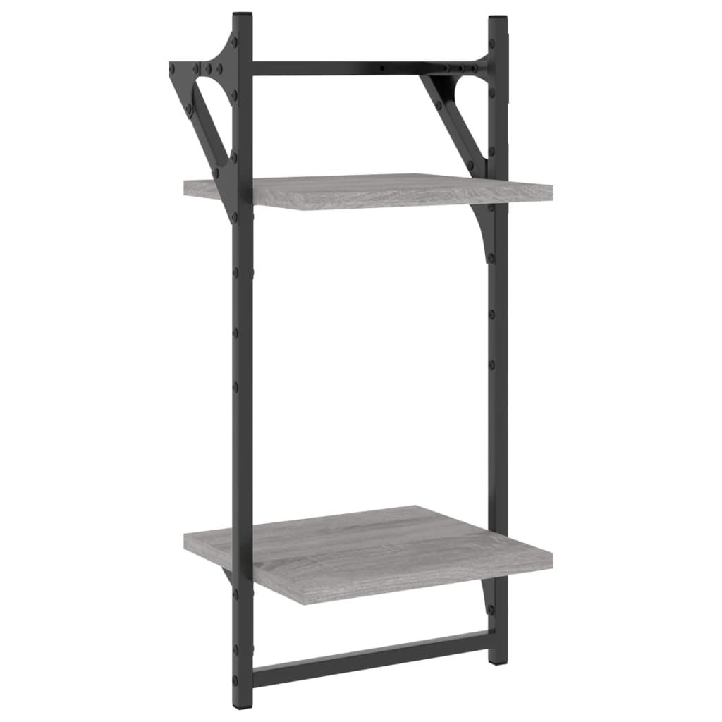 6 Piece Wall Shelf Set with Bars Grey Sonoma Particleboard