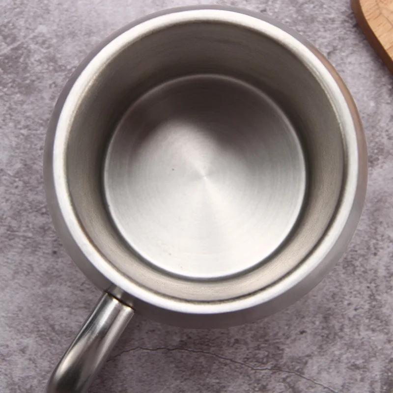Чашка для кофе из нержавеющей стали, пивная кружка для офиса, термокружка для чая, молока, воды с ручкой, защищающей от ожогов, дорожная посуда для напитков, инструменты