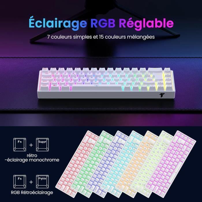 Clavier Gamer Mécanique - TECURS - TKL 65% - RGB Rétroéclairé - Bluetooth/2.4G/Type-C