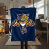 1PC Florida Panthers Print Flannel Blanket, High quality Comfortable for All Seasons, Home Decor, Warmth and Comfort, Perfect for Christmas Gifts