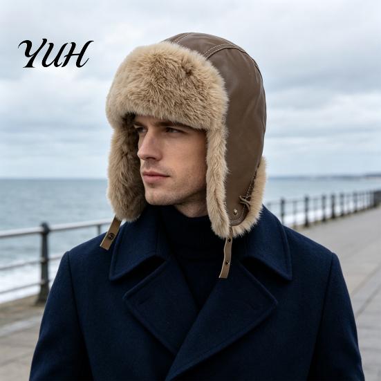 Зимний подарок для мужчин и женщин, меховая шапка-ушанка, шапка-ушанка с ушами, плюшевая подкладка, ветрозащитная, стильная, ретро, теплая, пушистая, с ушами, для холодной погоды