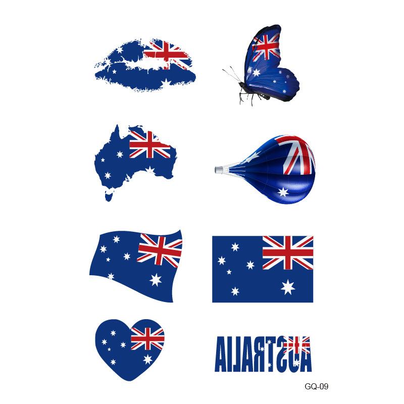 National Flag Water Transfer Printed Waterproof Tattoo Stickers for European Cup America's Cup Football Fans Face Stickers