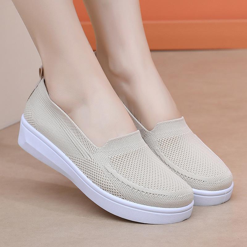 For Flats Slip Casual Women On Go Walk Shoes Comfortable Walking Sneakers Memory Foam Shoes Knit Low Top Ballet Shoes Womens Lightweight Loafer Shoes