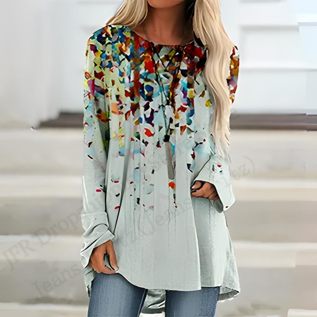 2025 Новая модная футболка с длинным рукавом, винтажный узор, 3D-принт, футболка для женщин, повседневная длинная футболка с круглым вырезом, женская верхняя одежда