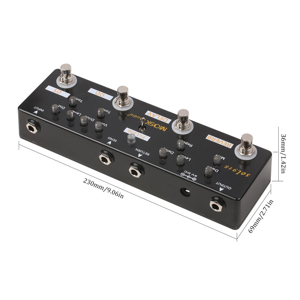 MOSKY Audio SOL918 5-в-1 педаль мультиэффектов Комбинированная педаль эффектов для гитары True Bypass Multi-in-one