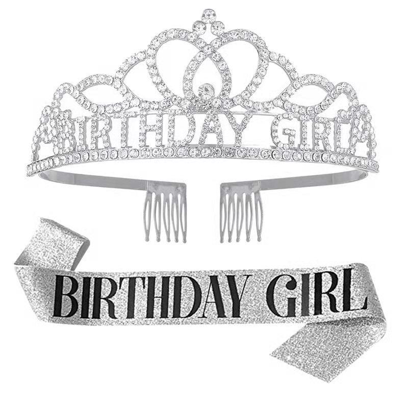 BIRTHDAY QUEEN GIRL Girl Birthday Crown Etiquette Party Supplies Rhinestone Hair Accessories