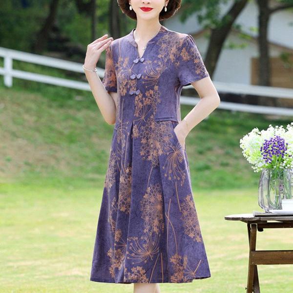 Костюм с узкой юбкой в ​​стиле ретро для мам среднего и пожилого возраста, элитное свободное платье средней длины