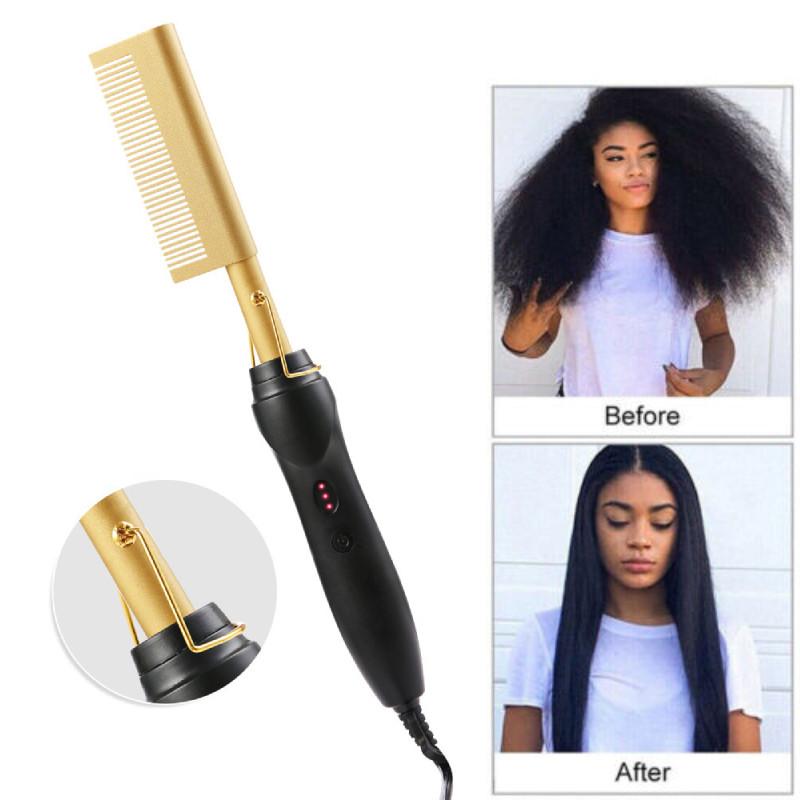 Hair Hot Comb Straightener Professional Press Comb Electric Curler Portable