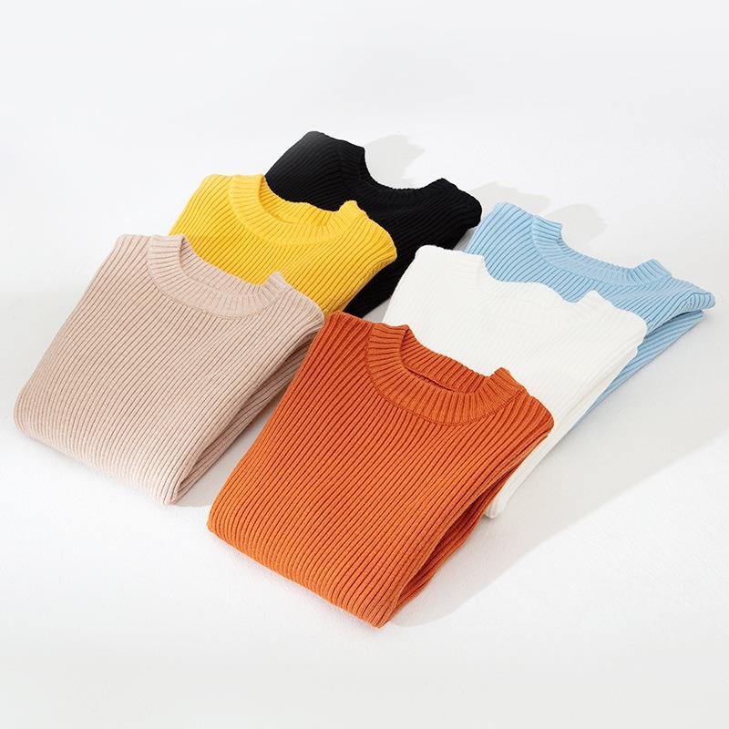 Детский свитер для младенцев, осенне-зимний новый повседневный универсальный трикотаж с круглым вырезом для мальчиков и девочек-подростков, розово-синие пуловеры для детей