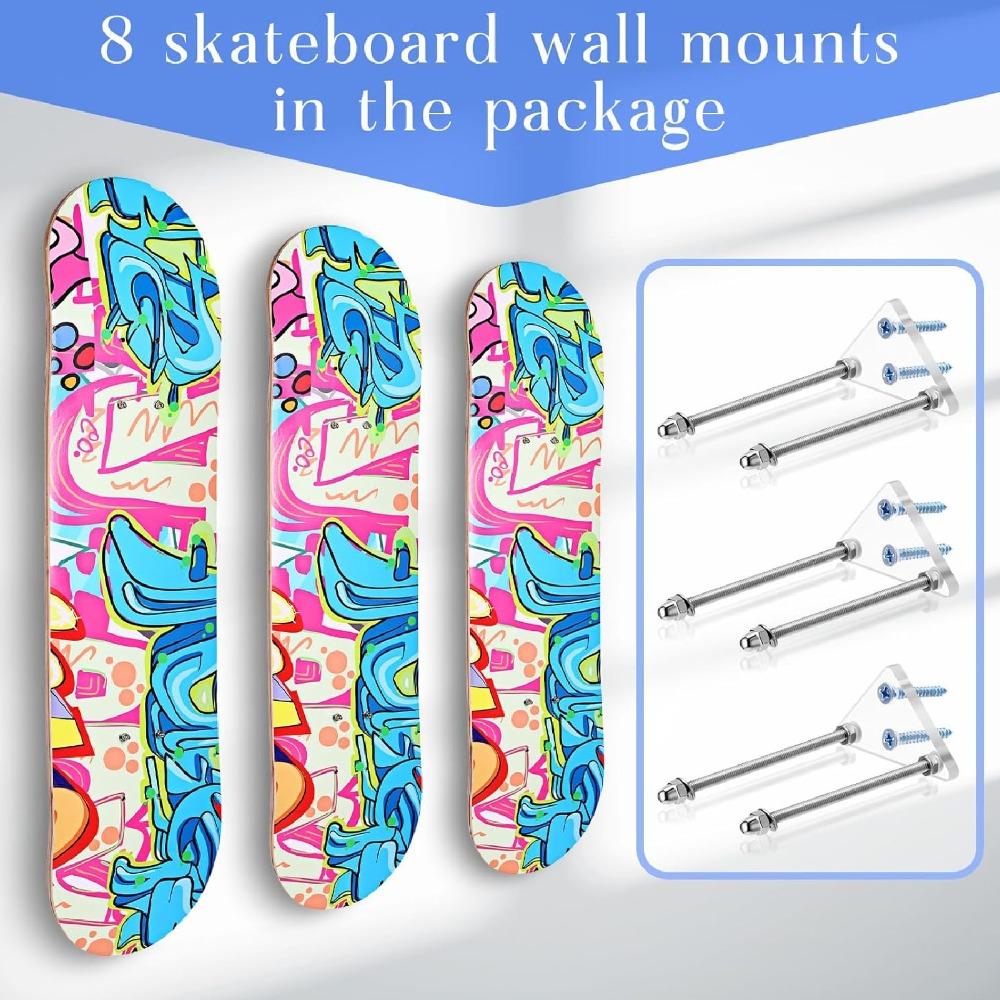8Pcs 6.2x3.1x8cm Skateboard Wall Mount Acrylic Skateboard Wall Holder  Home Use