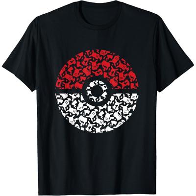 Унисекс Взрослая футболка Pokemon с рисунком Пикачу и Покебола, Черная, Маленькая