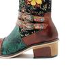 Johnature Удобные женские ботинки до середины икры на толстом каблуке ручной работы с цветным принтом и цветочным ремнем с пряжкой