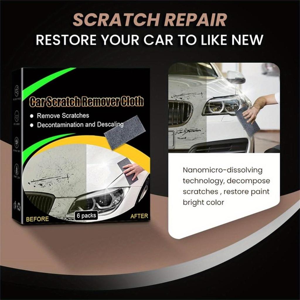 6 шт. улучшенная наноблестящая ткань для удаления царапин с автомобиля-наноблестящая ткань для удаления царапин для транспортных средств, ремонт глубоких царапин на автомобильной краске
