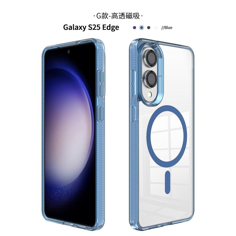 Amazon применяет прозрачный магнитный чехол для мобильного телефона Samsung s25ultra s25Edge, утолщенный, просвечивающий, противоударный, жесткий чехол