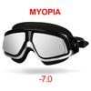 Copozz Nearsighted Swimming Goggles Waterproof Anti Fog UV Eyewear Silicon Mirrored Large Frame Unisex Sport Myopia Swim Mask