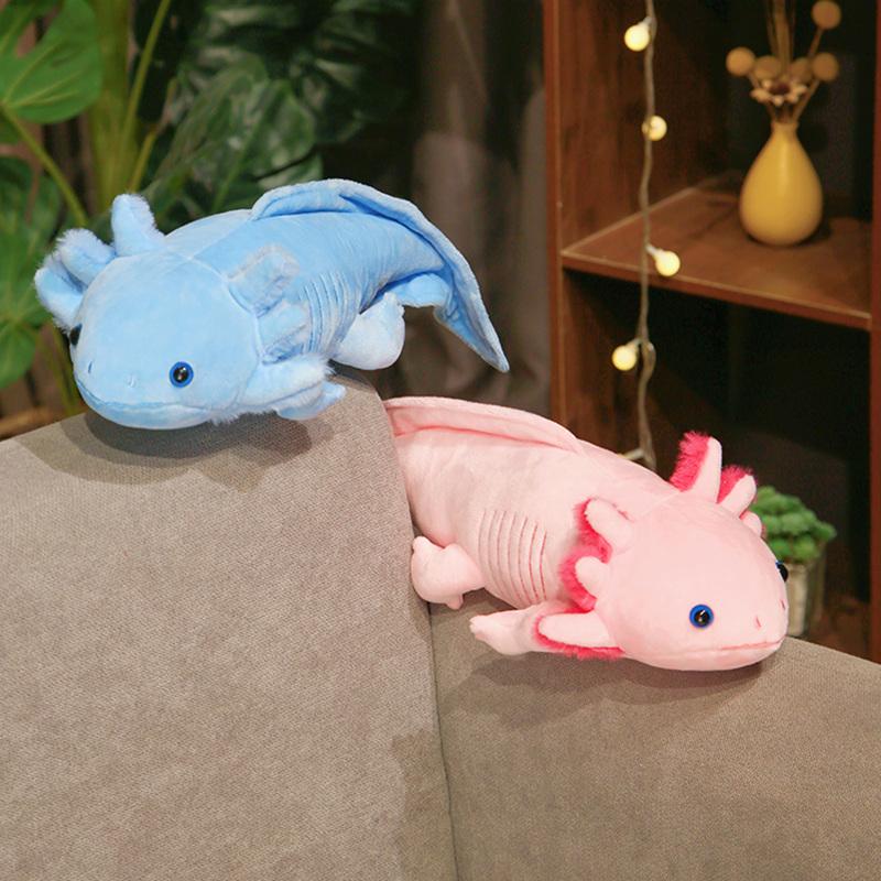 Big Size Blue Axolotl Plush Toy Soft Stuffed Plush Doll Cartoon Figure Plush Toys Kawaii Axolotl Plushies Kids Birthday Gift