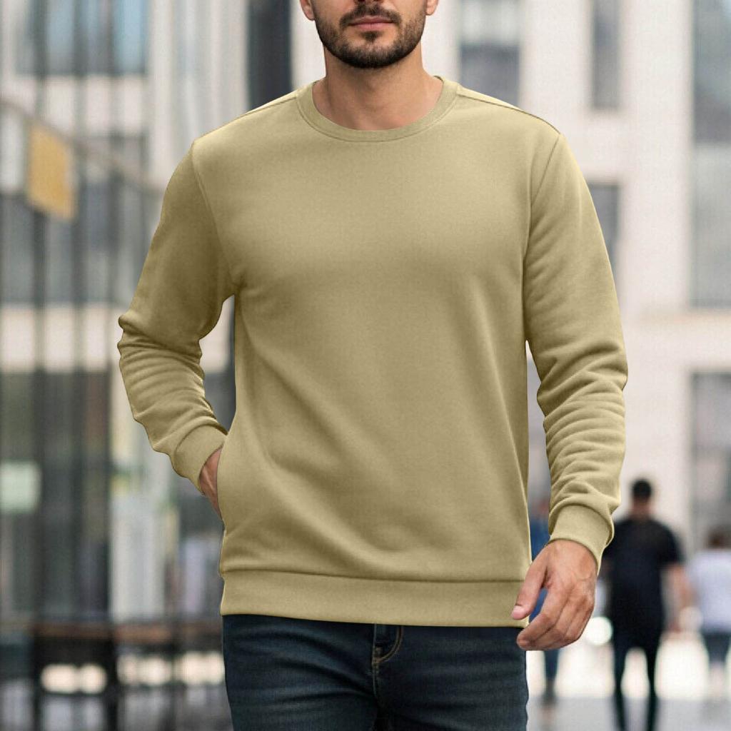 Men's Fleece Crew Neck Sweatshirt Casual Long Sleeve Pullover Winter Thick Warm Hoodie Jacket