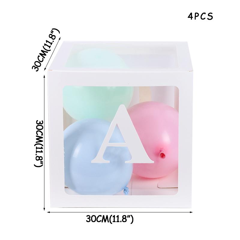 A-Z Letter Name Transparent Balloon Box BABY ONE Blocks Boy Girl Party Gift Box Wedding Decoration Baby Shower Birthday Party
