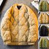 Men's Bomber Jacket Quilted Varsity Baseball Jacket Winter Warm Padded Coat Casual Loose Fit Outwear for Daily Street Work