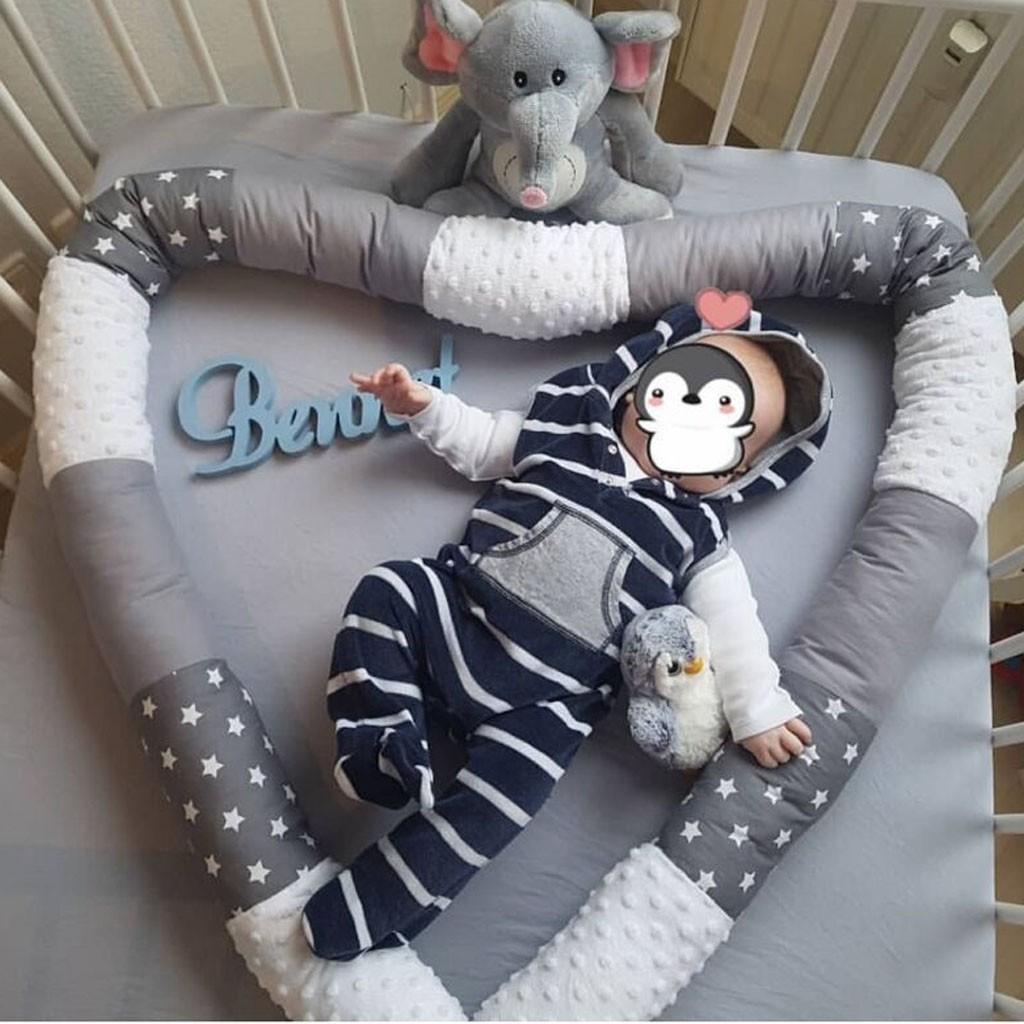 Хлопковый универсальный детский противоударный бампер для сна в кроватке соответствующего цвета