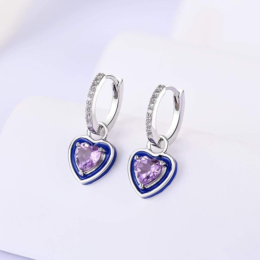 Уникальный дизайн Два способа ношения, разработанные из натурального аметиста в форме сердца, серебро 925 пробы для женщин и девушек, повседневная одежда, подарки