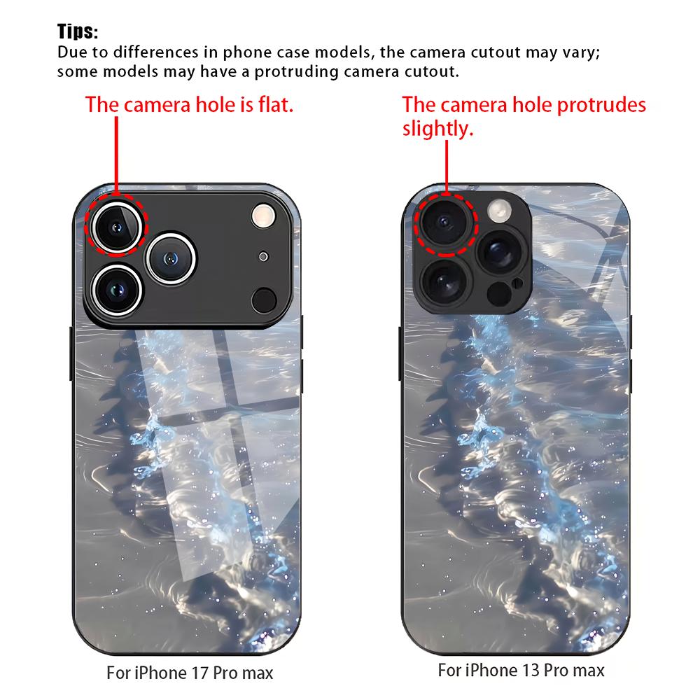Beach pattern tempered glass phone case suitable for iPhone 17 16 15 14 13 12 11Pro/Max/Plus anti drop and shockproof back cover