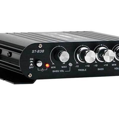 ST838 Bluetooth-совместимый усилитель Hi-Fi звук Регулируемые низкие и высокие частоты Для домашней автомобильной системы Алюминиевый металлический дизайн