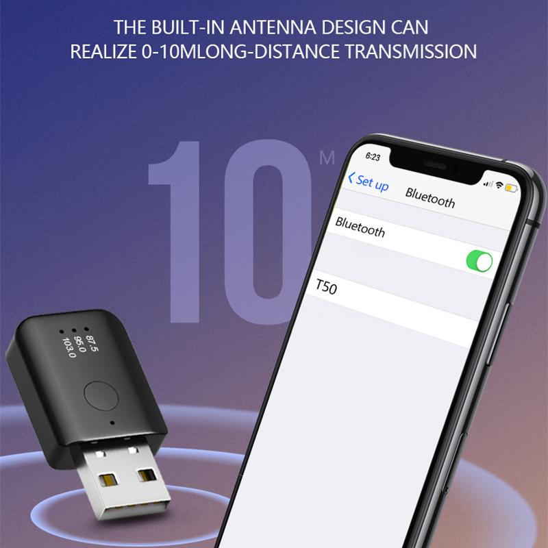 Bluetooth 5.4 FM-передатчик с микрофоном, громкая связь, беспроводной USB-адаптер, стереозвук без потерь, аудиоприемник для автомобильного FM-радио