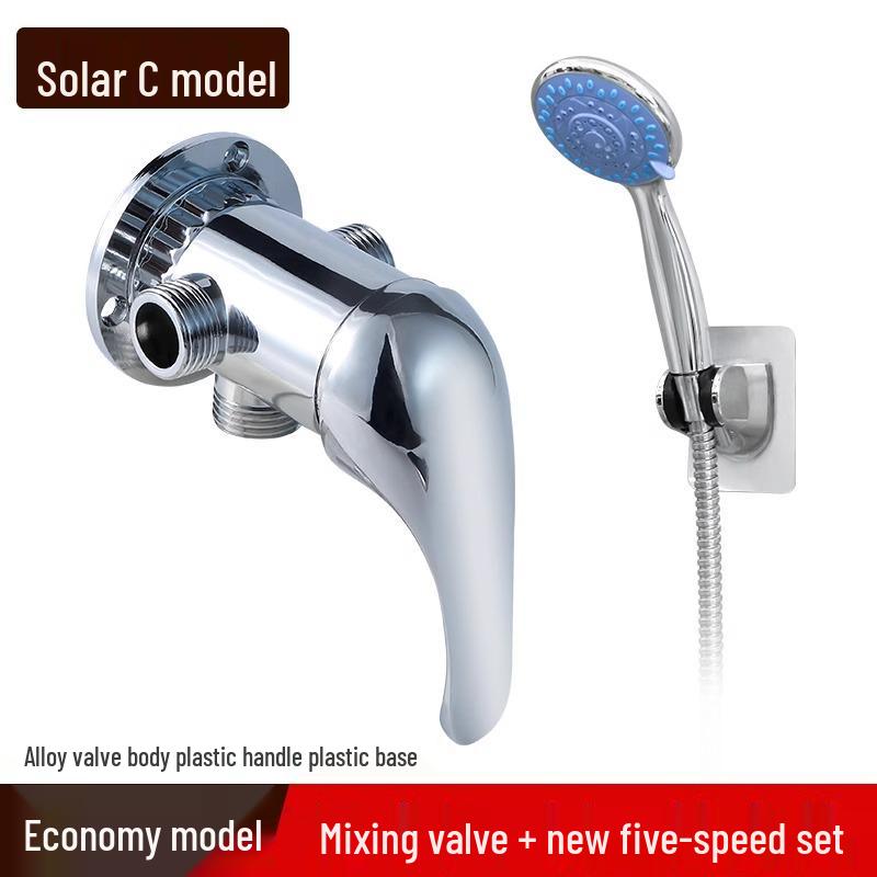 Exposed Shower Mixer Valve with Hot/Cold Faucet and Shower Head for Solar Heaters