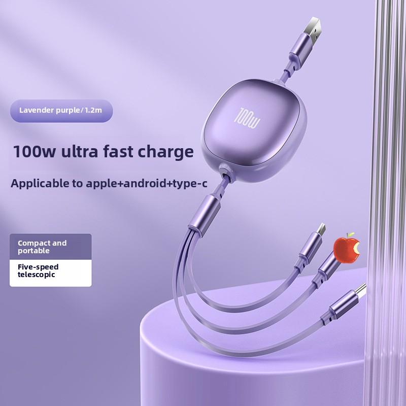 Кабель для быстрой зарядки 3-в-1, многофункциональный USB-шнур для зарядки, совместимый с iPhone, Huawei и устройствами Type C