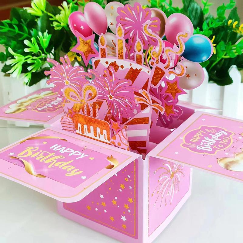 3D Pop Up Happy Birthday Greeting Card Gift Greeting Cards For Birthday With Envelope Blessing Postcard Party Gifts