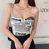 Женский бюстгальтер Push Up Camisole с подкладками, сексуальный топ с подтяжками, модные напечатанные газеты, женские мягкие топы без рукавов