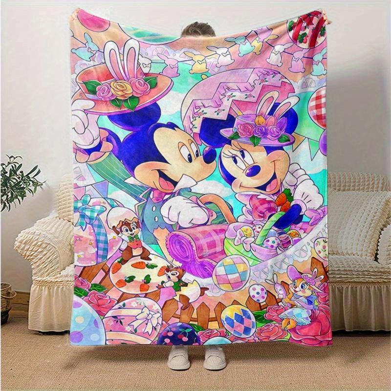 1pc, Mickey and Minnie (7) Home Decor Blanket: A Cozy Flannel Throw for Bedroom, Living Room, Travel, Camping, Car, Beach, Office Naps, Perfect Gift f