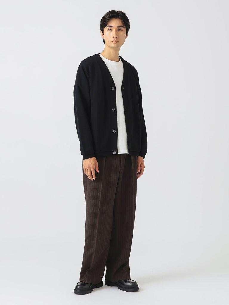 Beams Heart Men's Striped 2-Puck Wide Leg Pants, Brown, Size L