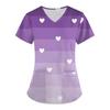 Women Working Uniform Smile Heart Print Cartoon Cat Dog Short Sleeve V-neck Tops Femme Blouse Nurse Work Wear Medical Uniforms