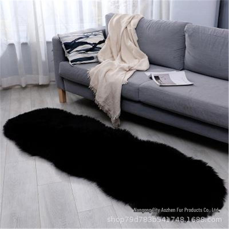 Irregular Imitation Wool Non-slip Carpet for Bedroom, Living Room, Sofa, and Bedside - Thickened & Washable.