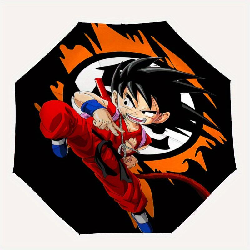 Зонт-трость с рисунком Goku, автоматическое открытие, компактный складной дизайн, прочная ткань, для повседневного использования, на дни рождения, Рождество s a0820081