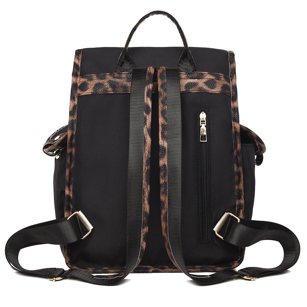 Women's Leopard Print Backpack Oxford Color Contrast Large Capacity Schoolbag Lightweight Shoulder Bag Travel Backpack