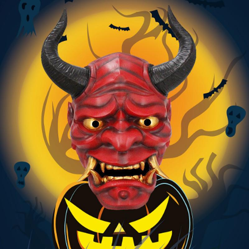 Потрясающие маски Ханья из смолы с рогами, идеально подходящие для празднования Хэллоуина и тематических мероприятий