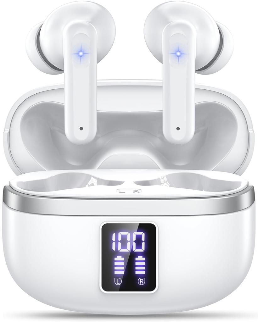 Cutting-edge Bluetooth 5.4 Earbuds, Bluetooth Wireless Earbuds [New for 2025] LED Display, Type-C Fast Charging, Built-in Microphone, Comfortable