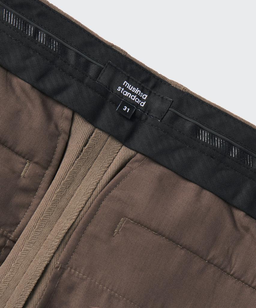 MUSINSA STANDARD Brushed Two-Tuck Wide Hidden Elastic Waist Slacks [Brown]