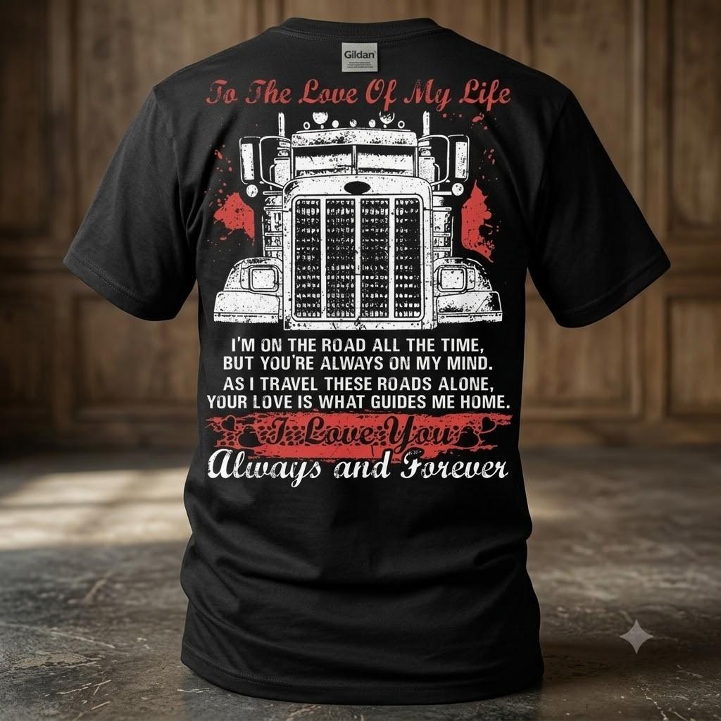 Trucker Wife Behind Every Great Driver Graphic T-Shirt Proud Highway Queen Tee